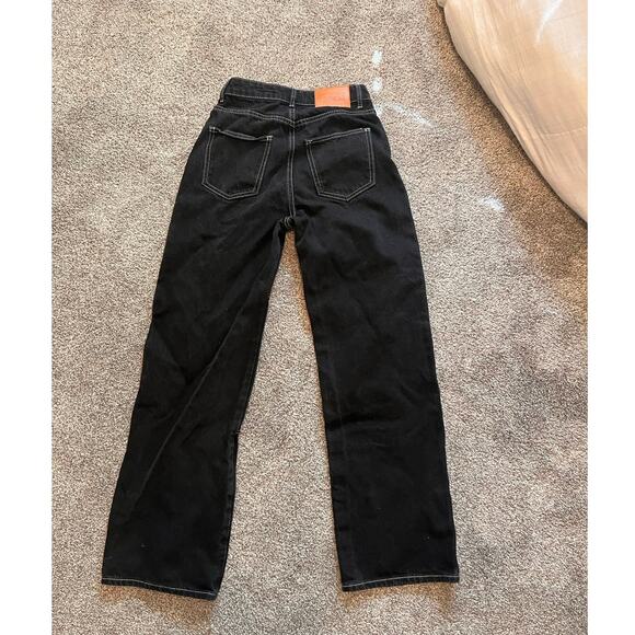 Princess Polly Black Contrast Stitch Wide-Leg Jeans – Size 2 - Picture 4 of 4